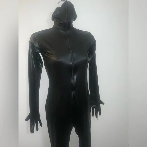 Kinky Black Full-Body Zip-Up Catsuit Sz XS-S - Picture 12 of 16